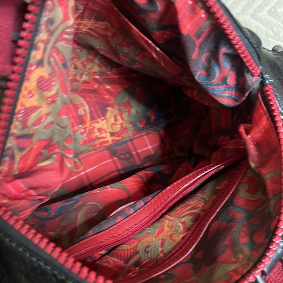 Francesco Biasia Red and Black Leather Hobo Designer Rare Bag - Picture 12 of 16